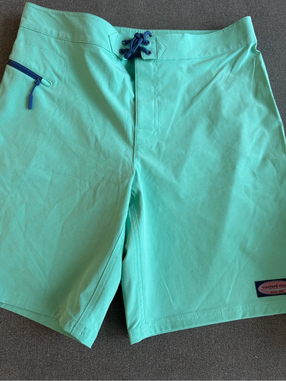 Vineyard Vines Mint Green Men's Swim Board Shorts with Navy Accents